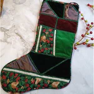 Vintage Velvet Crazy Quilt Patchwork Handmade Pieced Christmas Stocking